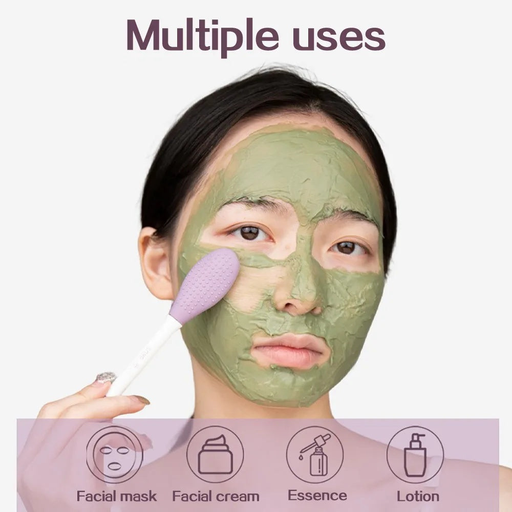 Double Head Silicone Facial Mask Brush – Massage, Mud Scraper & Skincare Tool