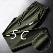 Men’s Slim Fit Mesh Ice Silk Pants – Ankle-Tied Casual Trousers