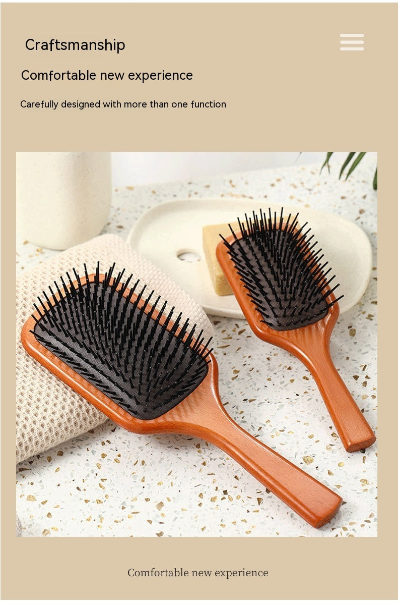 Airbag Beech Wood Massage Comb – Non-Knotted Daily Hair Brush for Women
