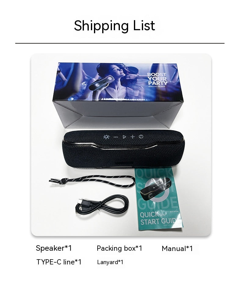 Colorful RGB Lamp 25W Subwoofer Outdoor Portable Waterproof Beat Drum Bluetooth Speaker