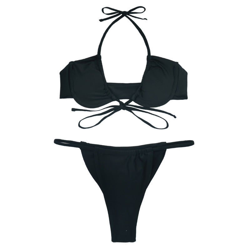 Women’s Nylon Bra and Panties Set - Black & Mint Green