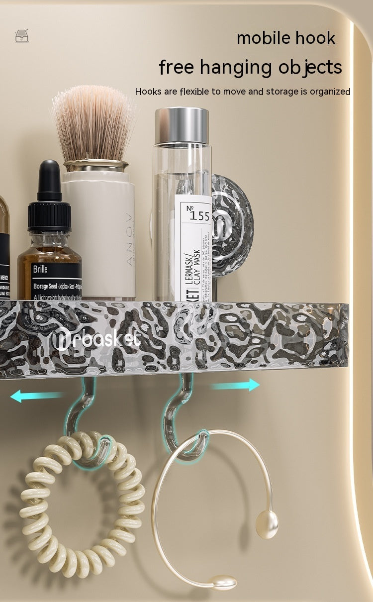 Bathroom Suction Plastic Storage Rack – Wall-Mounted, No-Drill Organizer