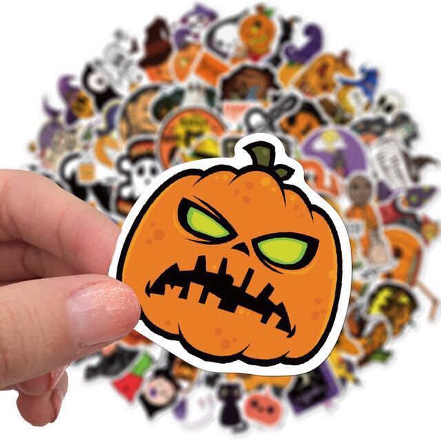 50PCS Halloween Waterproof Stickers – Spooky Vinyl Decals for Laptops, Bottles, and Party Decorations