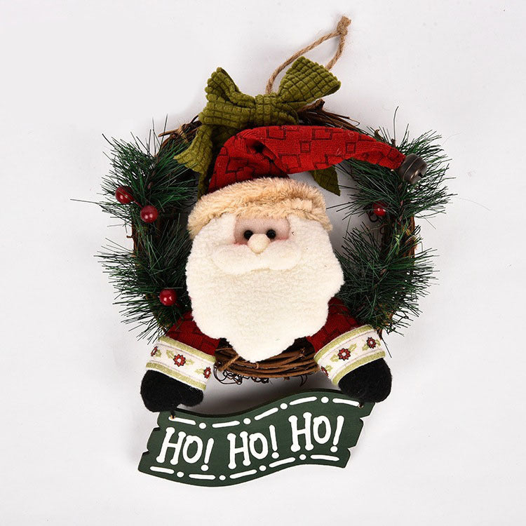 Small Wooden Christmas Wreath Santa Claus Vine Ring