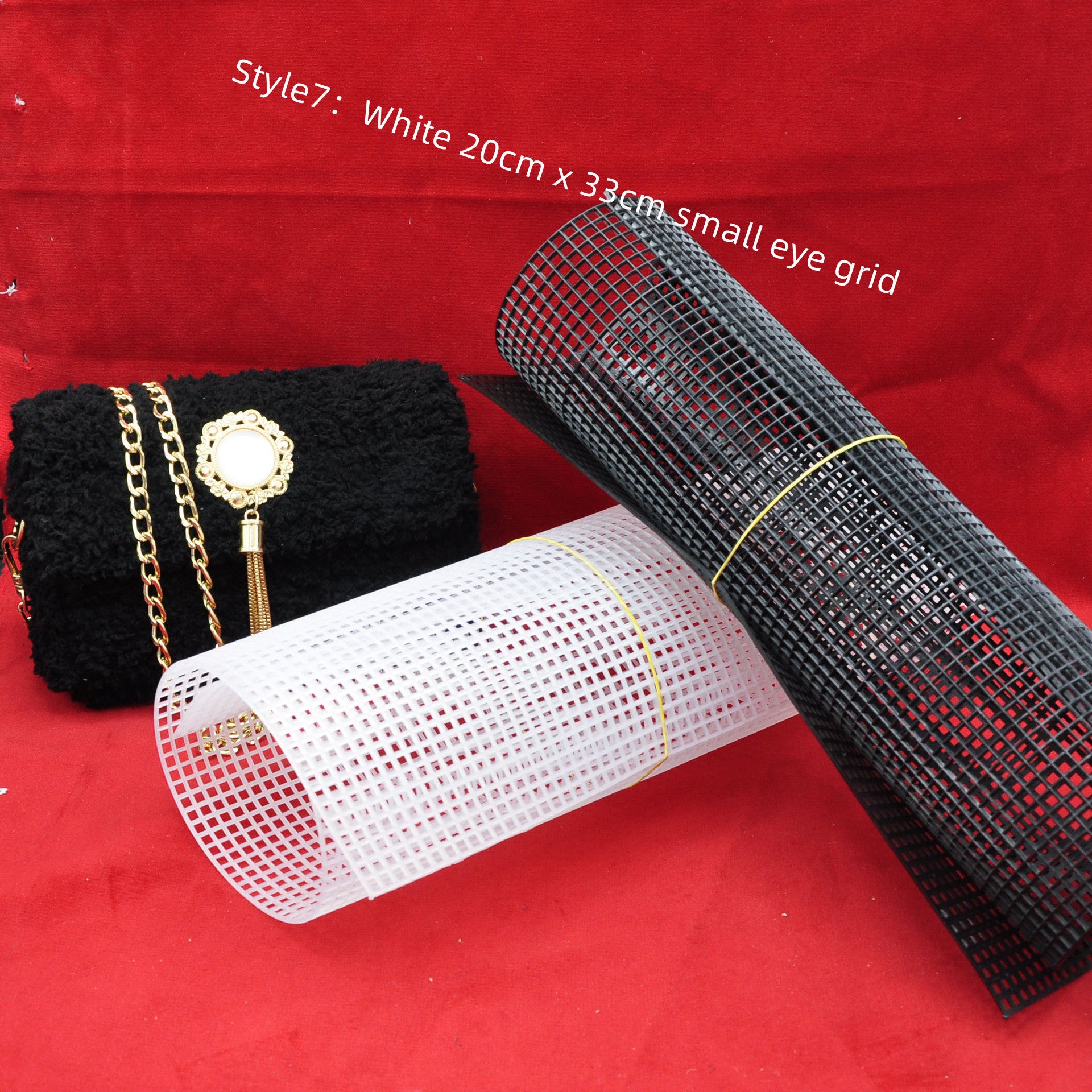 Cloth Woven Knitting Bag with 4mm Plastic Gridding Mesh Plate – DIY Craft Organizer