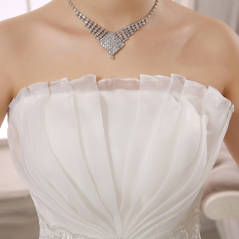 2021 Korean Style Slim Lace Wedding Dress for Bride