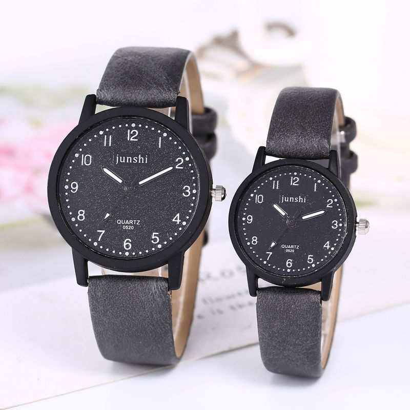 Unisex Casual Round Dial Quartz Watches With PU Strap