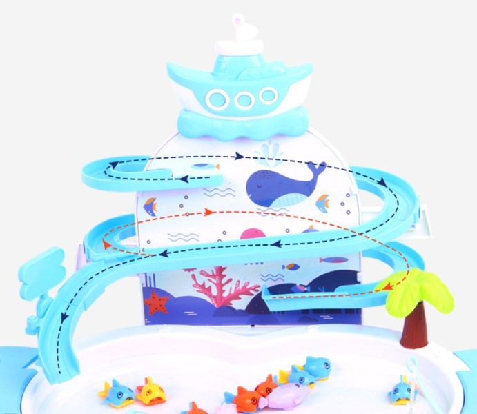 Electric Early Education Music Sand Splashing Table – Interactive Electric Fishing Puzzle Toy (43.5 x 29.5 x 31.5 cm, Color Box Packed)