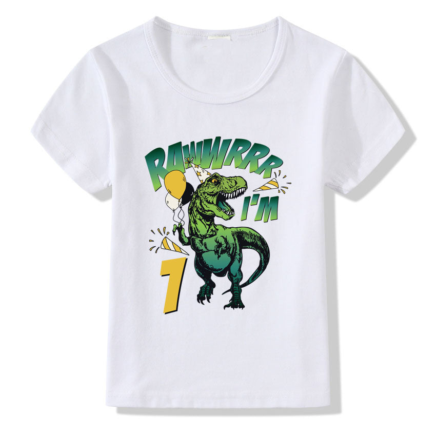 Kids Casual Polyester Regular Fit Birthday Number Tee