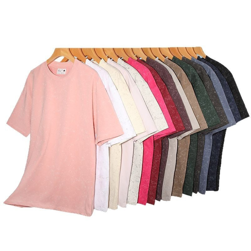 Unisex Batik Cotton Loose Fit T Shirt Distressed Round Neck
