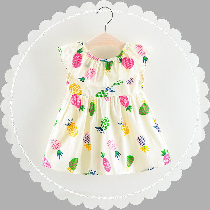 Pineapple Print A Line Dress Polyester Womens Regular Fit