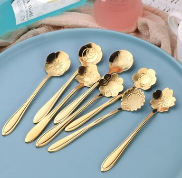 Rose Shaped Stainless Steel Teaspoons For Tea And Snacks