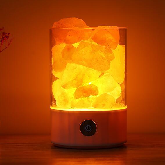 USB Crystal Himalayan Salt LED Lamp – Air Purifying Negative Ion Night Light with Color Changing