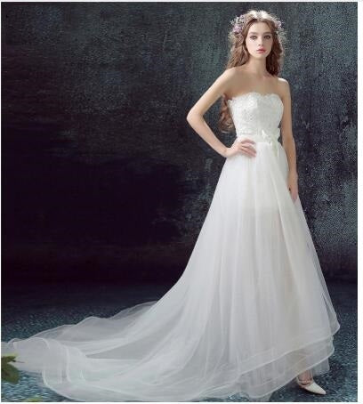 Sexy Mermaid Short Wedding Dress with Detachable Tulle Lace Appliqué Skirt