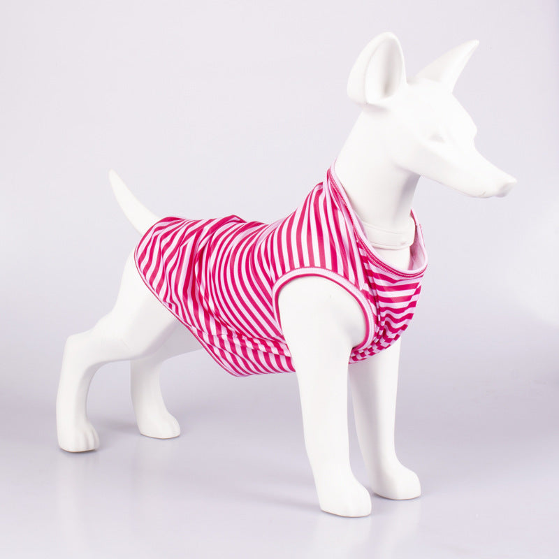 Pet Tank Top Striped Crew Neck T Shirt