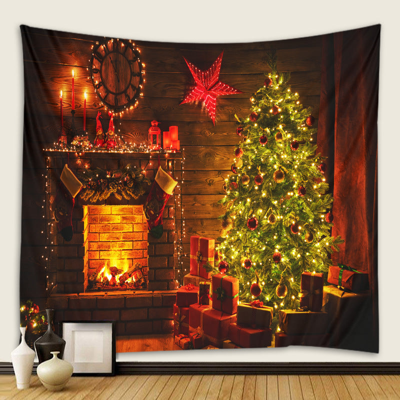 Christmas Tapestry Wall Cloth Fireplace Background Decoration