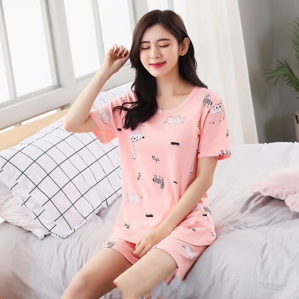 Women's Short Sleeve Cotton Sleepwear Relaxed Bear Pattern