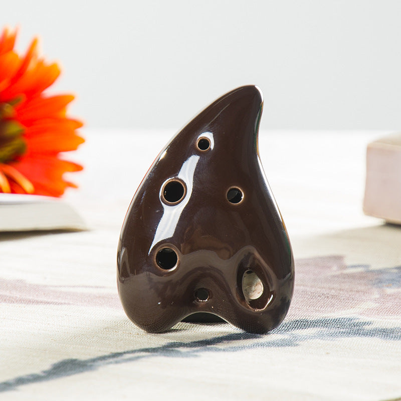 Color Glaze Heart-Shaped Porcelain Flute