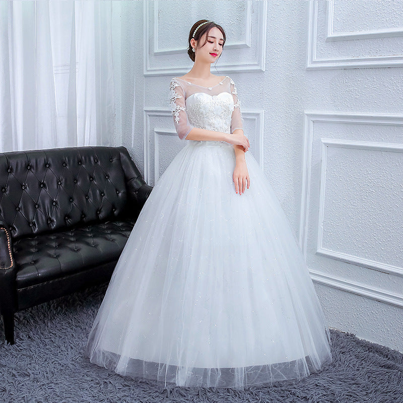 Elegant Lace Polyester-Cotton New Bride Wedding Dress
