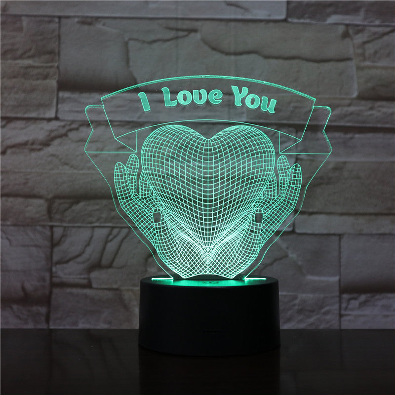 Romantic 3D Hands Holding Love LED Night Light