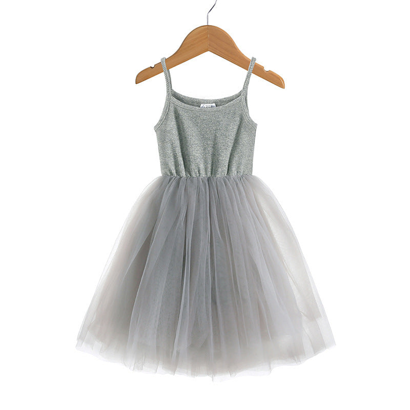 Girls' Rib Mesh Camisole Dress