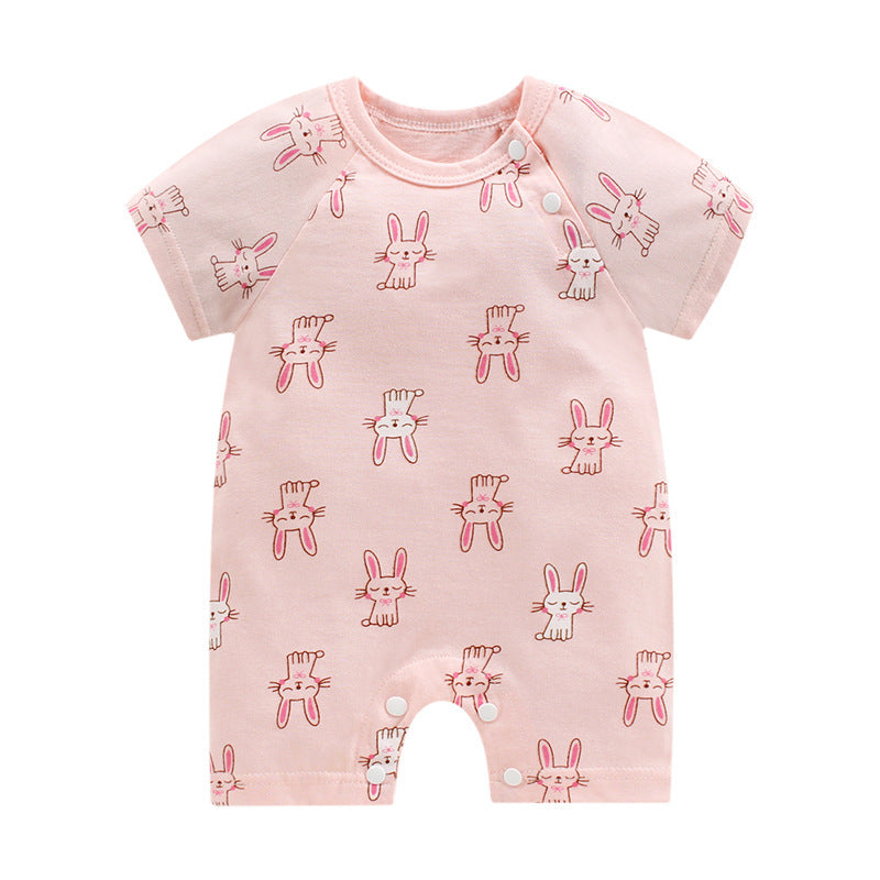 New Summer Baby One-Piece Romper – Cotton Short Sleeve Crawling Clothes for Newborns and Infants