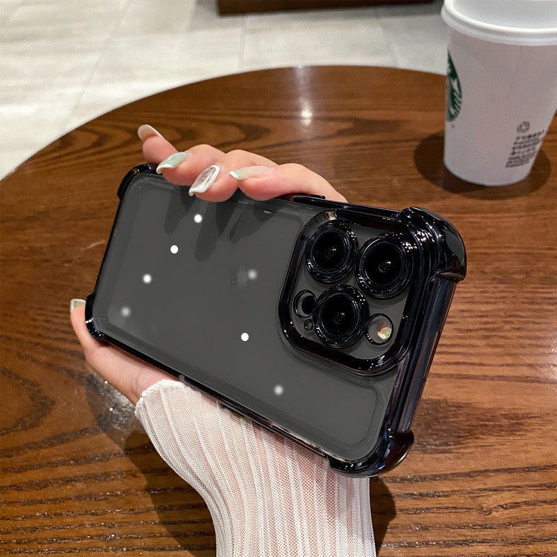 Four-corner Drop-resistant Phone Case Full Cover Transparent Electroplated Space Protective Cover