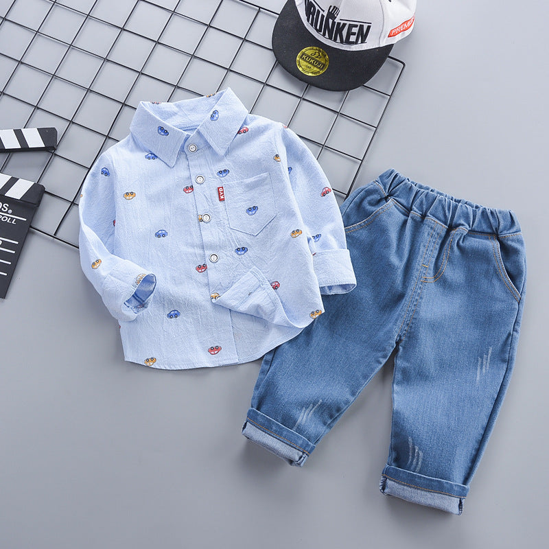 Kids Korean Style Cotton Shirt and Pants Set Regular Fit