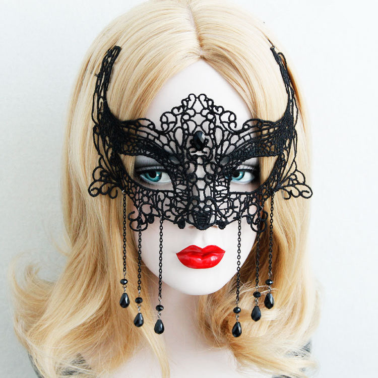 Elegant Black Lace Party Face Accessories
