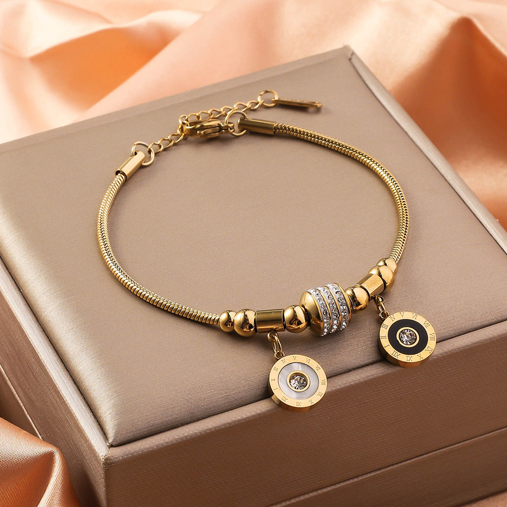 Titanium Steel Inlaid Shell Non-fading Advanced Design Bracelet