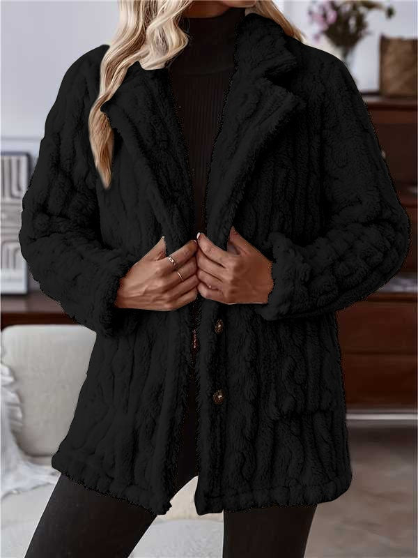Unisex Plush Cardigan Water Ripple Regular Polyester