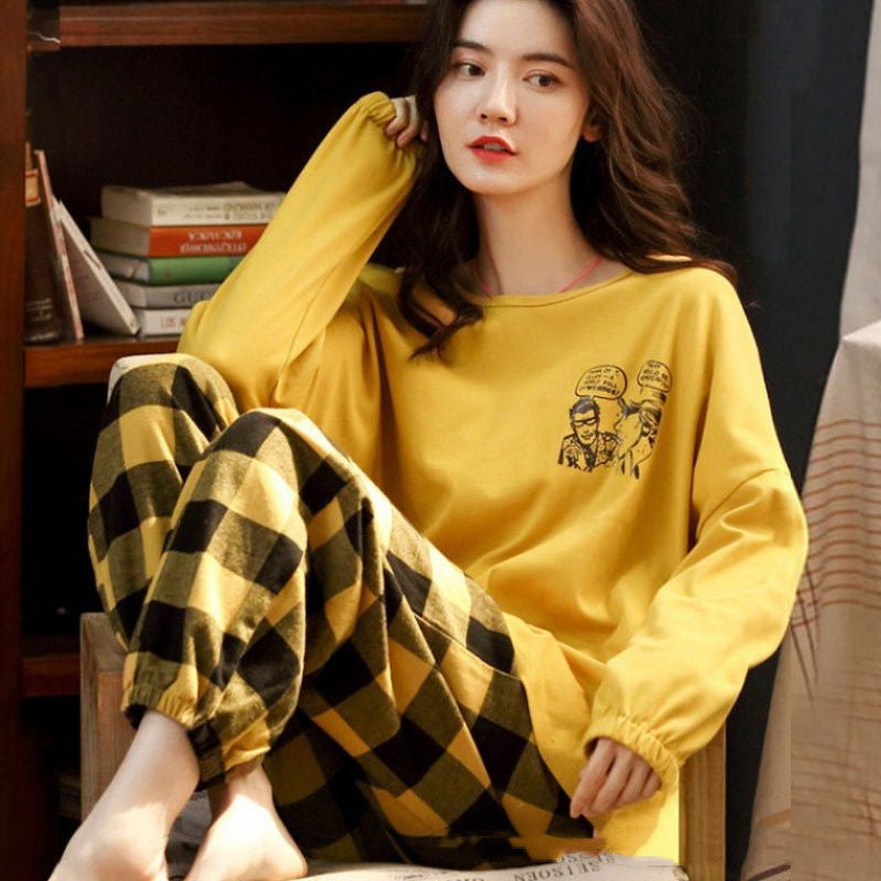 Long Sleeves Can Be Worn Outside At Home Women's Pajamas Suit