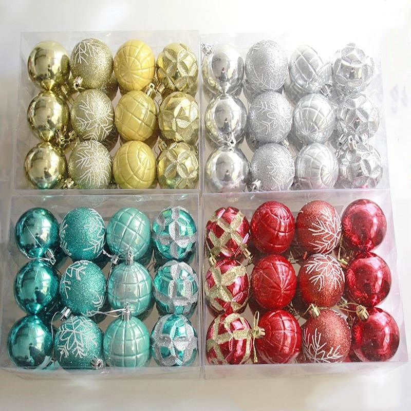 Festival Supplies Painted Ball 6cm, 24 Pcs Pendant Electroplating