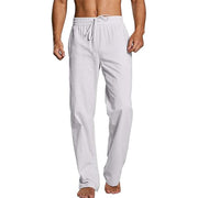 Men’s Cotton Linen Trousers – Loose Elastic Drawstring Waist Pants