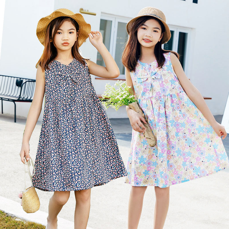 Girls' Fashionable Simple Cotton Print Skirt
