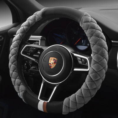 Universal Plush Steering Wheel Cover – Cute Winter Footprint Design (38cm)