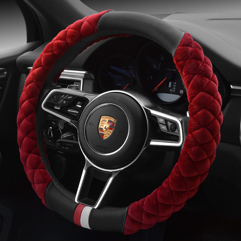 Universal Plush Steering Wheel Cover – Cute Winter Footprint Design (38cm)