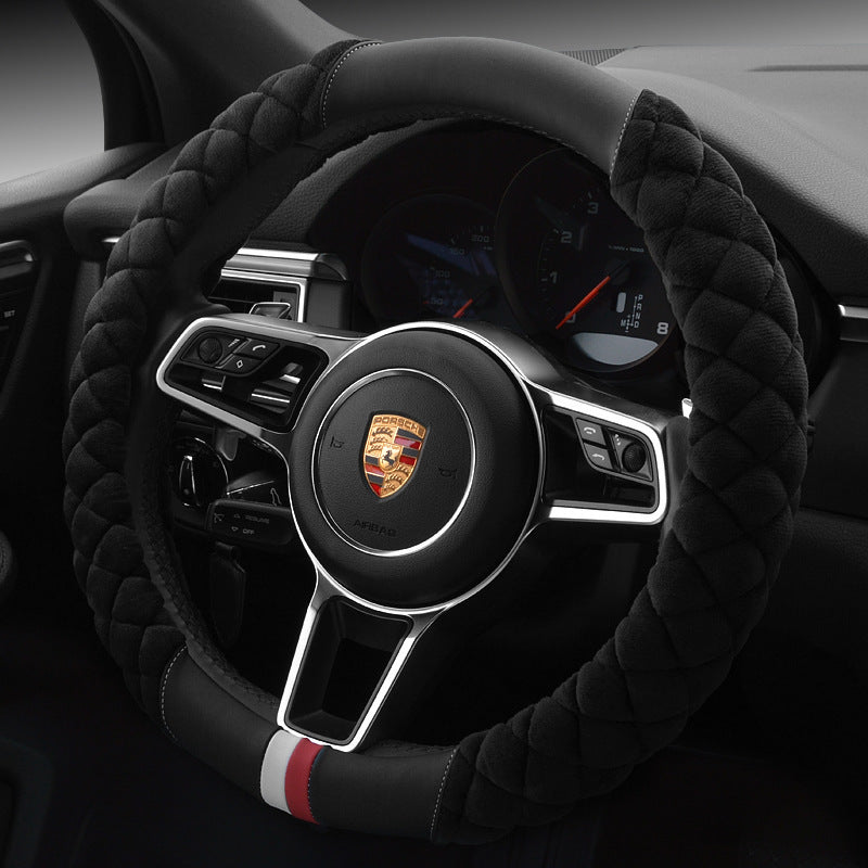 Universal Plush Steering Wheel Cover – Cute Winter Footprint Design (38cm)