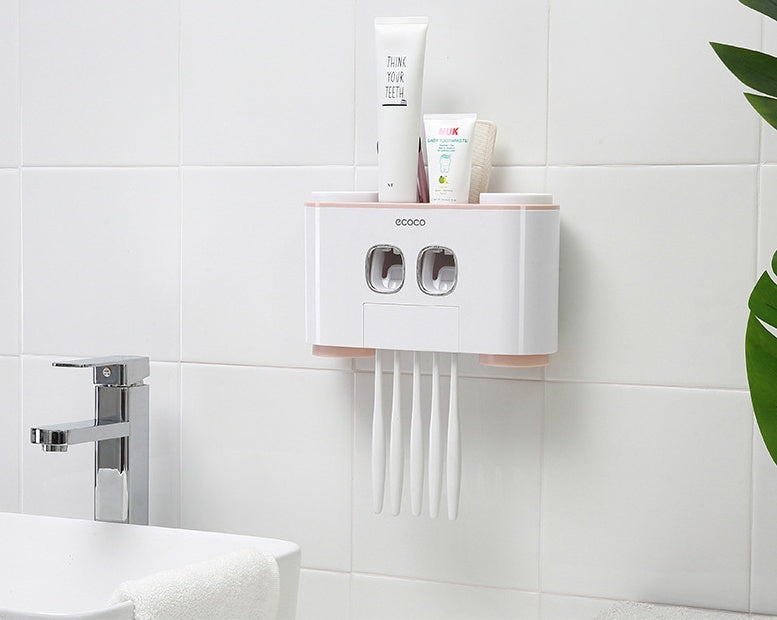 Toothpaste & Toothbrush Holder with Storage Box – Bathroom Organizer