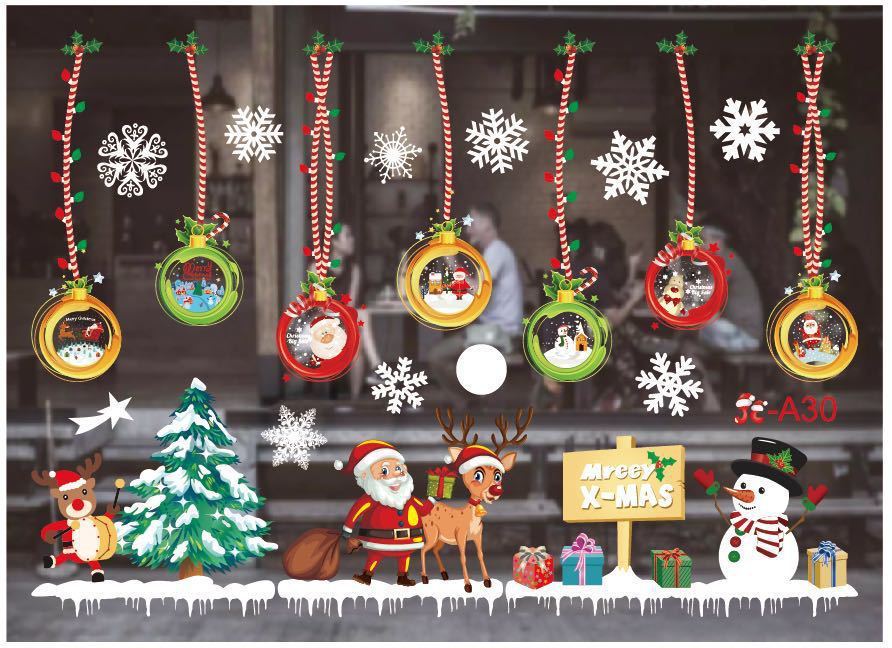 Christmas Store Window Decoration Stickers