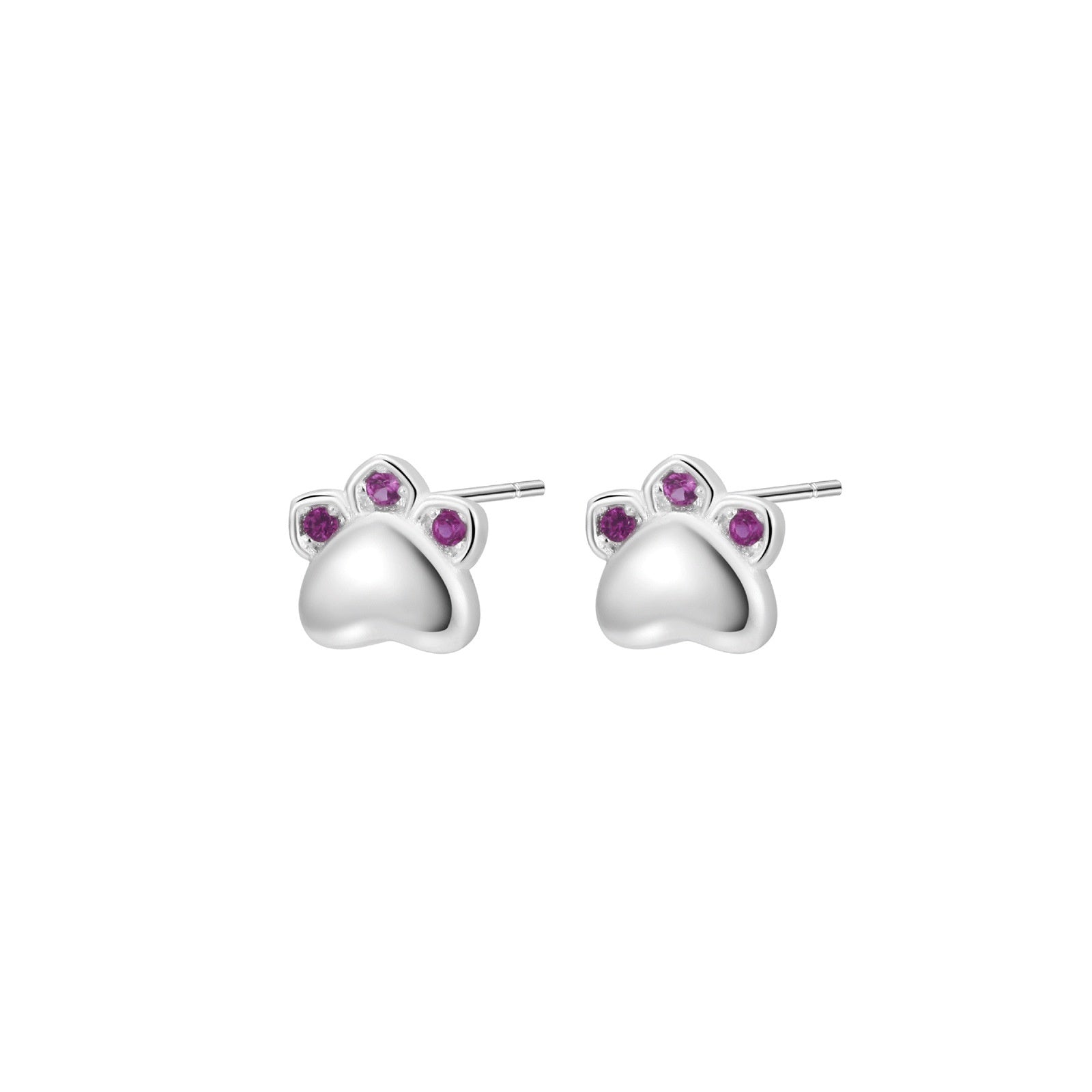 S999 Sterling Silver Cat's Paw Epoxy Stud Earrings
