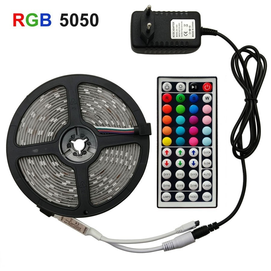2835 RGB LED Strip Lights 300 LEDs IP65 Waterproof with Remote and 12V 5A Power Supply Set
