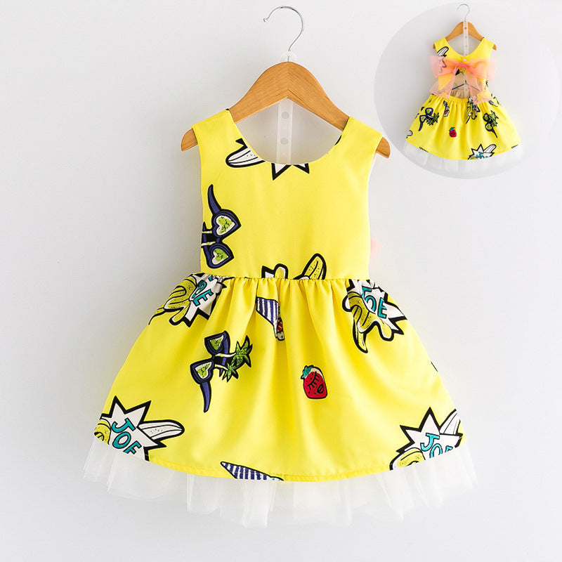 Baby Girl Cartoon Backless Sleeveless Dress – Summer Outfit