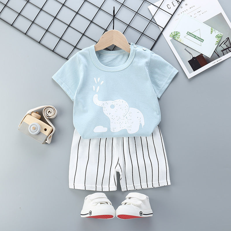 Cartoon Print Children’s Short Sleeve Outfit Set – Fun & Comfortable Wear