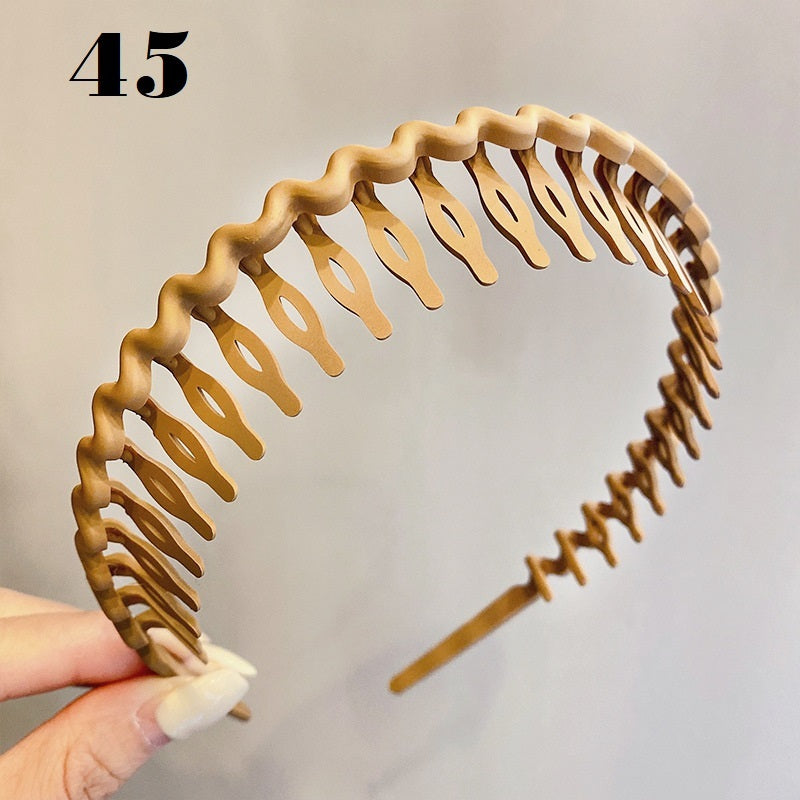 Simple Serrated Non-slip Solid Color Hair Headband