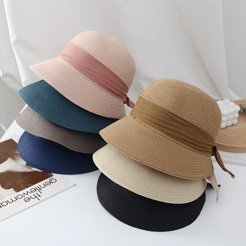 Simple Ribbon Bow Bucket Hat Women's Sun Hat