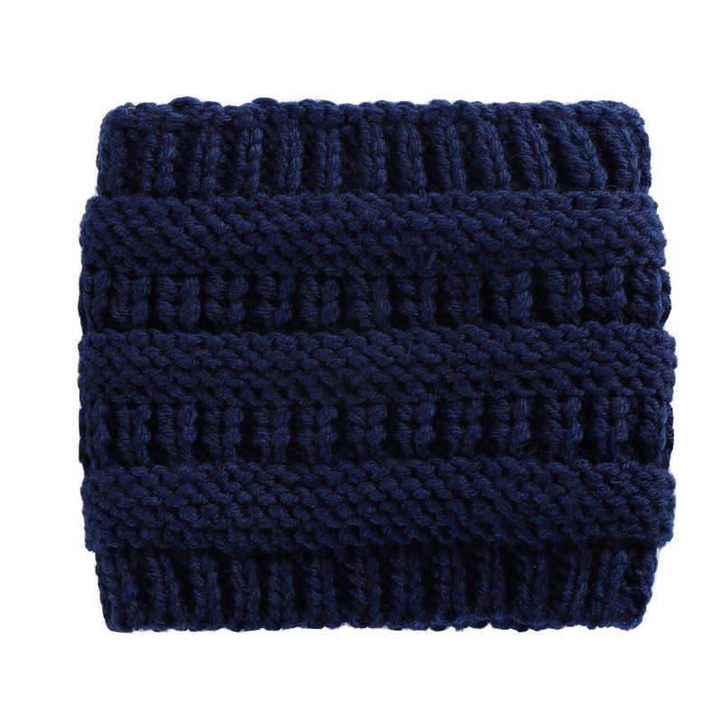 Soft Adjustable Acrylic Knit Women’s Winter Ponytail Beanie Headwrap