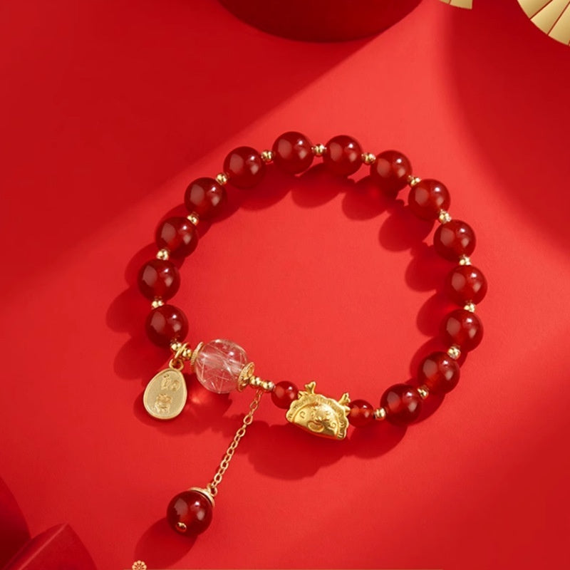 Lucky Blessing Card Hetian Jade Bracelet Chinese Style