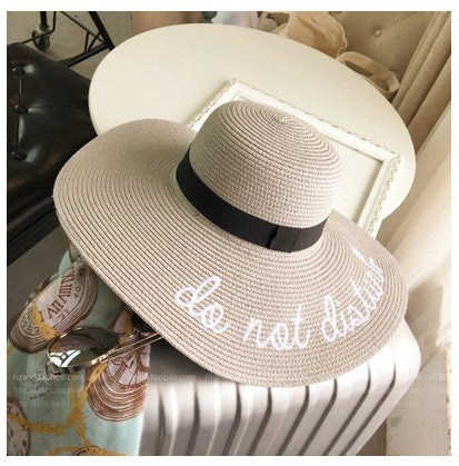 Elegant Embroidered Women’s Straw Large Cap