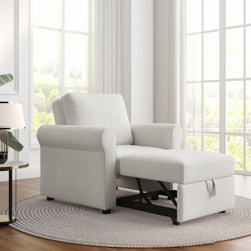3-in 1 Sofa Bed Chair, Convertible Sleeper Chair Bed,Adjust Backrest Into A Sofa,Lounger Chair,Single Bed,Modern Chair Bed Sleeper For Adults,Cream